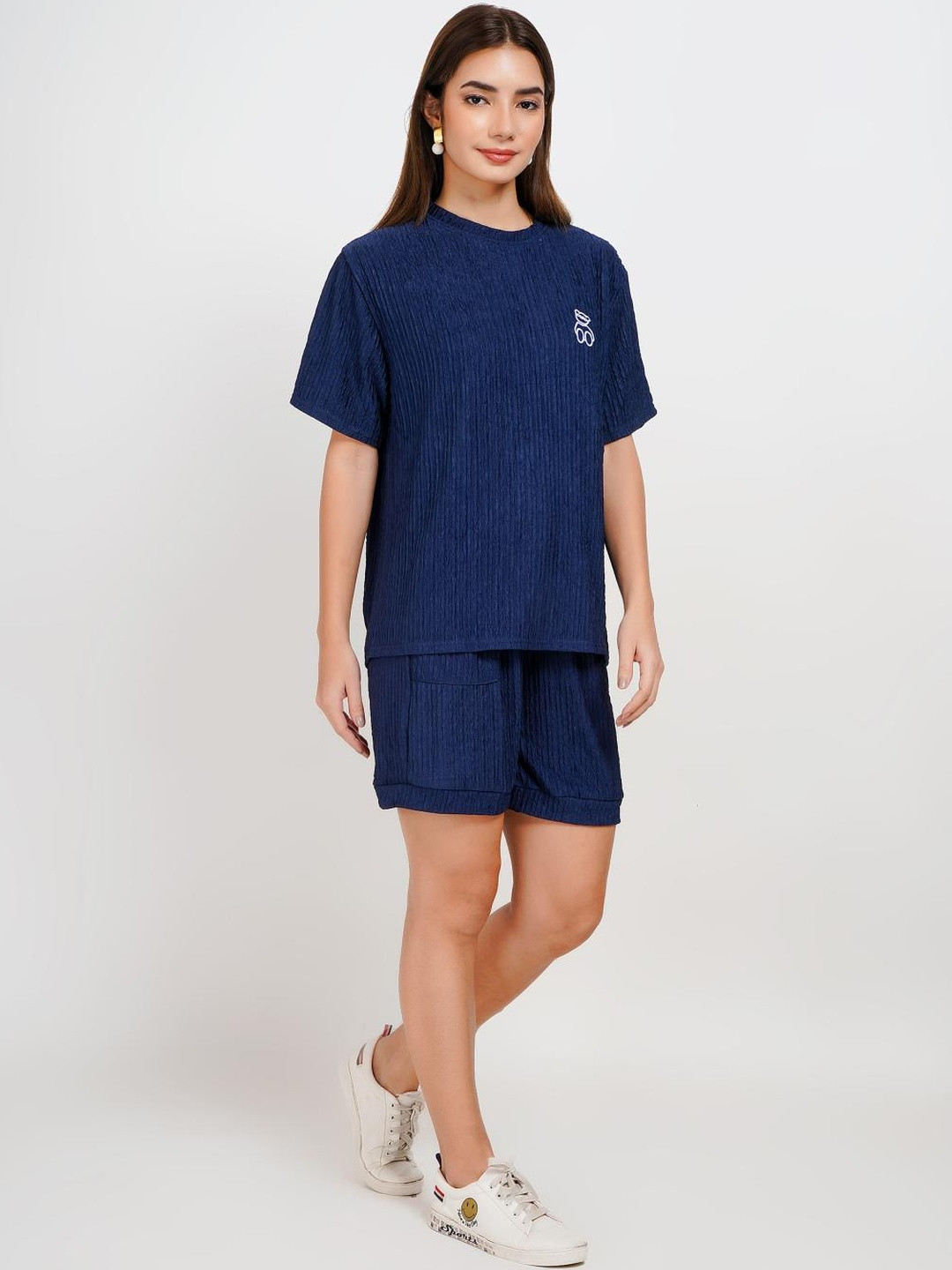 Lugo Women Navy Blue Trending Co-ords Set