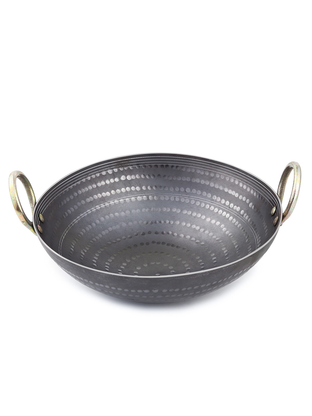 PTR Silver-Toned Dishwasher Safe Iron Kadhai and Wok