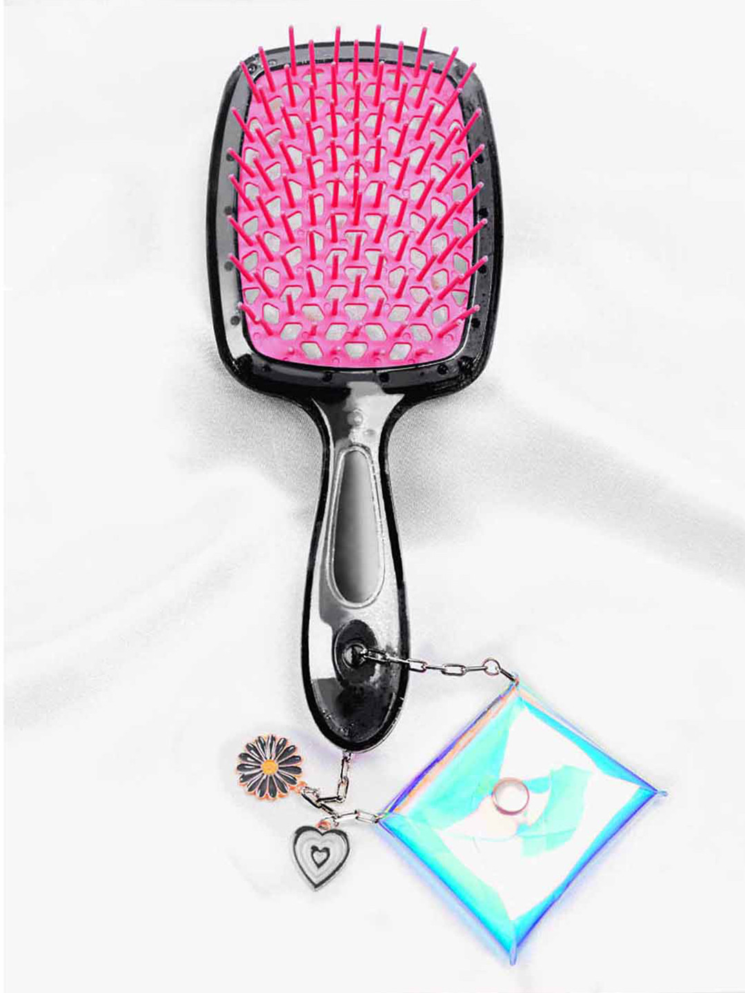 Hair Drama Co. Detangle Paddle Comb with Pouch Charms, Claw Clips & Hair Ties