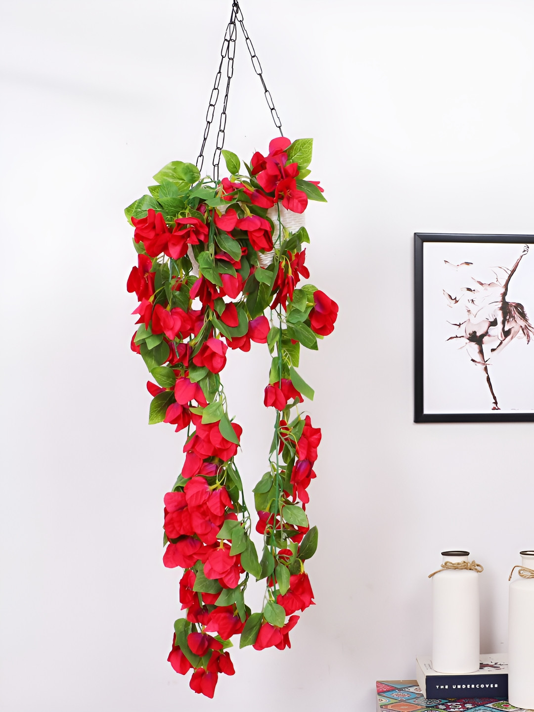 Home Bloom Pink & Green Bougainvillea Hanging Artificial Plant