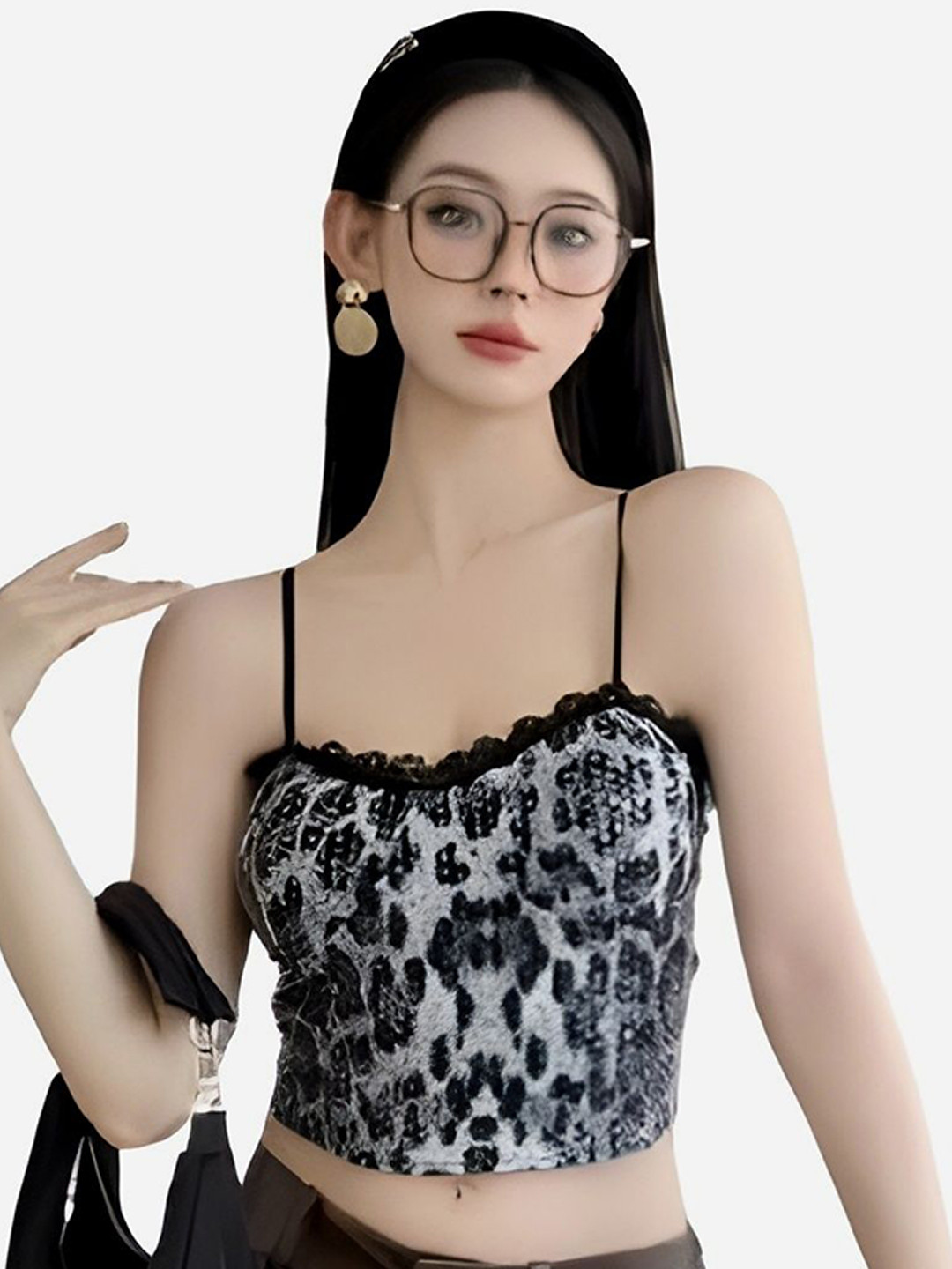 WAVE FASHION  Women Glitter Sequin Corset Bustier Crop Top with Removable Straps