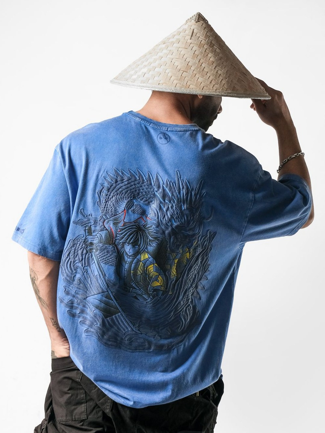 Xenpachi Men Demon Slayer Anime Water Breathing Printed Anime Oversized Tshirt