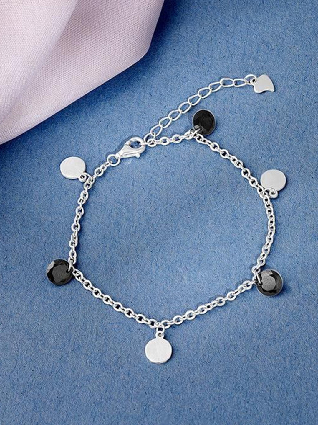 GIVA Women 925 Silver Rhodium-Plated Dazzle Dot Charm Bracelet