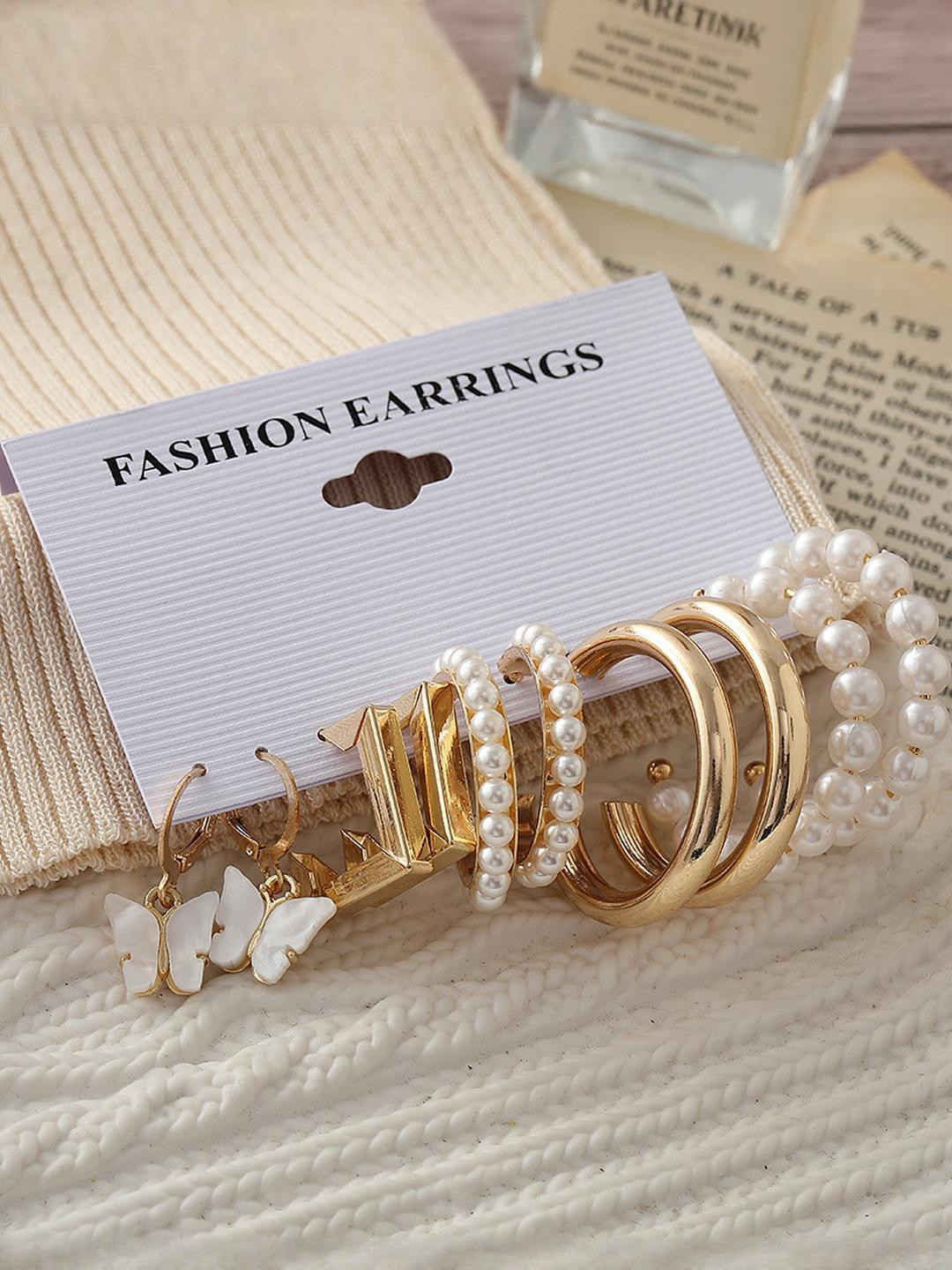 DressBerry Gold-Plated Contemporary Alloy Half Hoop Earrings