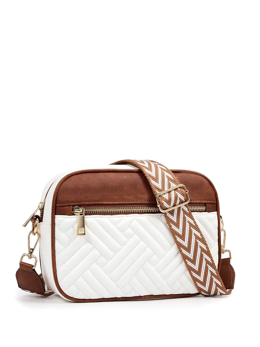 LEFFIS Colourblocked PU Shopper Handheld Bag with Quilted