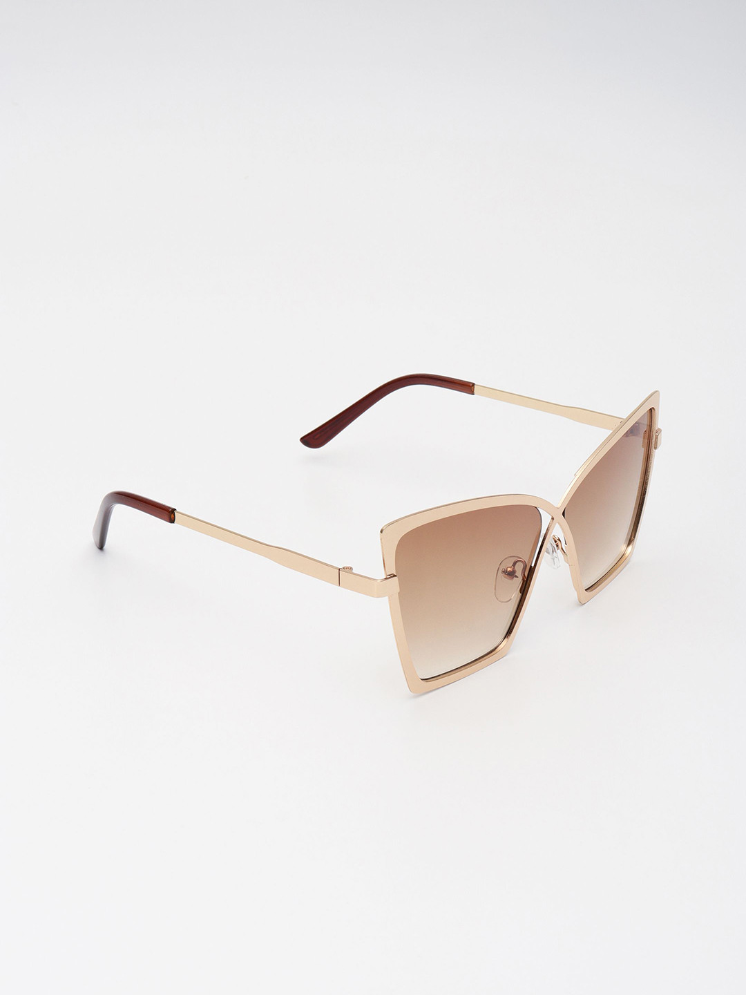 PELLE LUXUR Women Brown Lens & Gold-Toned Cateye Sunglasses PLSG8054-Brown