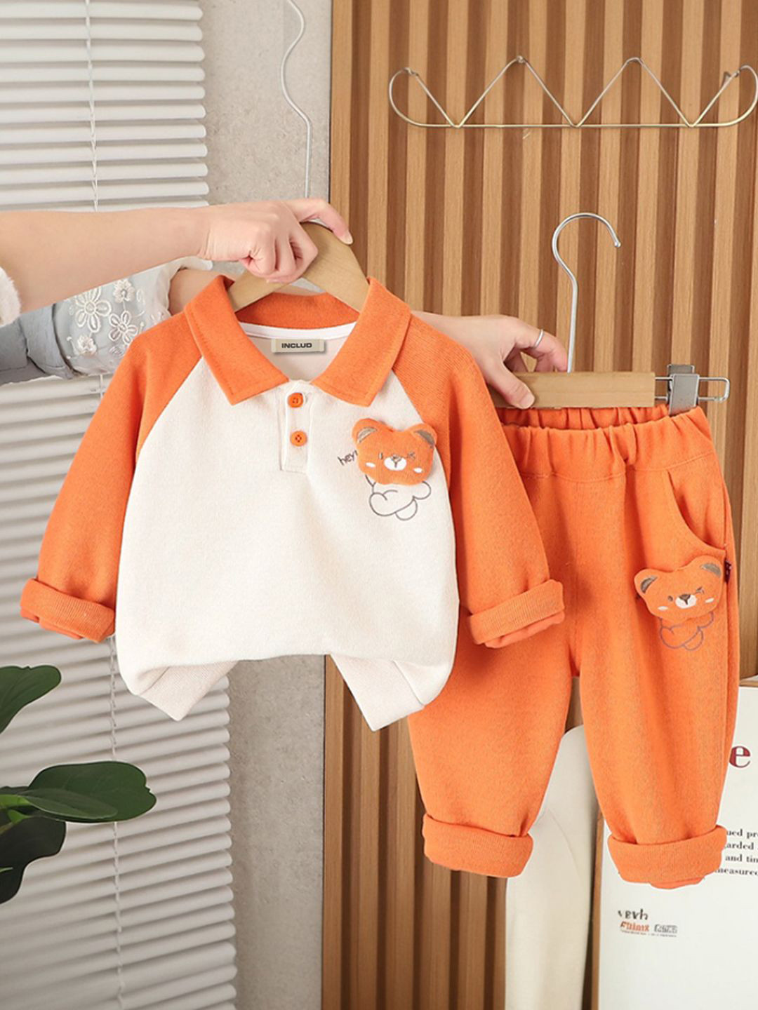 INCLUD Boys Dinosaur Polo Collar Sweatshirt With Joggers