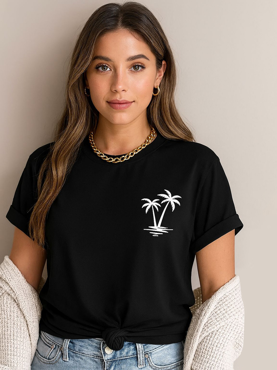Calm Down Graphic Printed Round Neck Cotton T-shirt