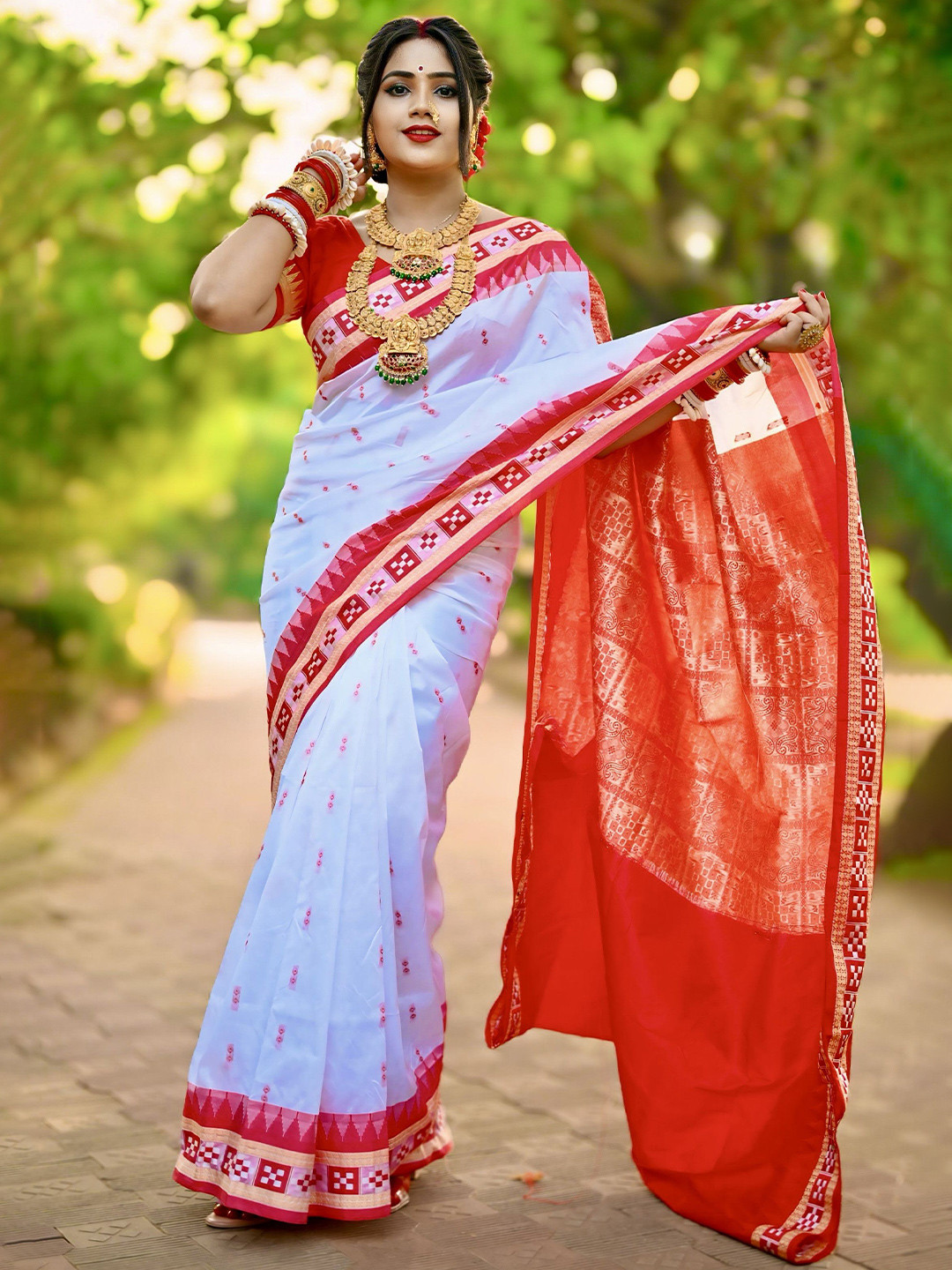 ETHNIC ODISHA HANDLOOM Ethnic Motifs Printed Sambalpuri Saree