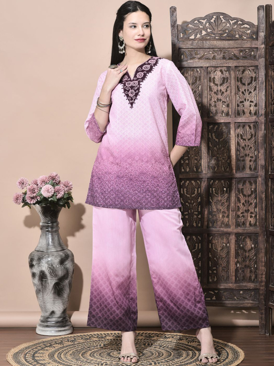 FUTURO Embroidered Top With Trousers Co-Ord Set