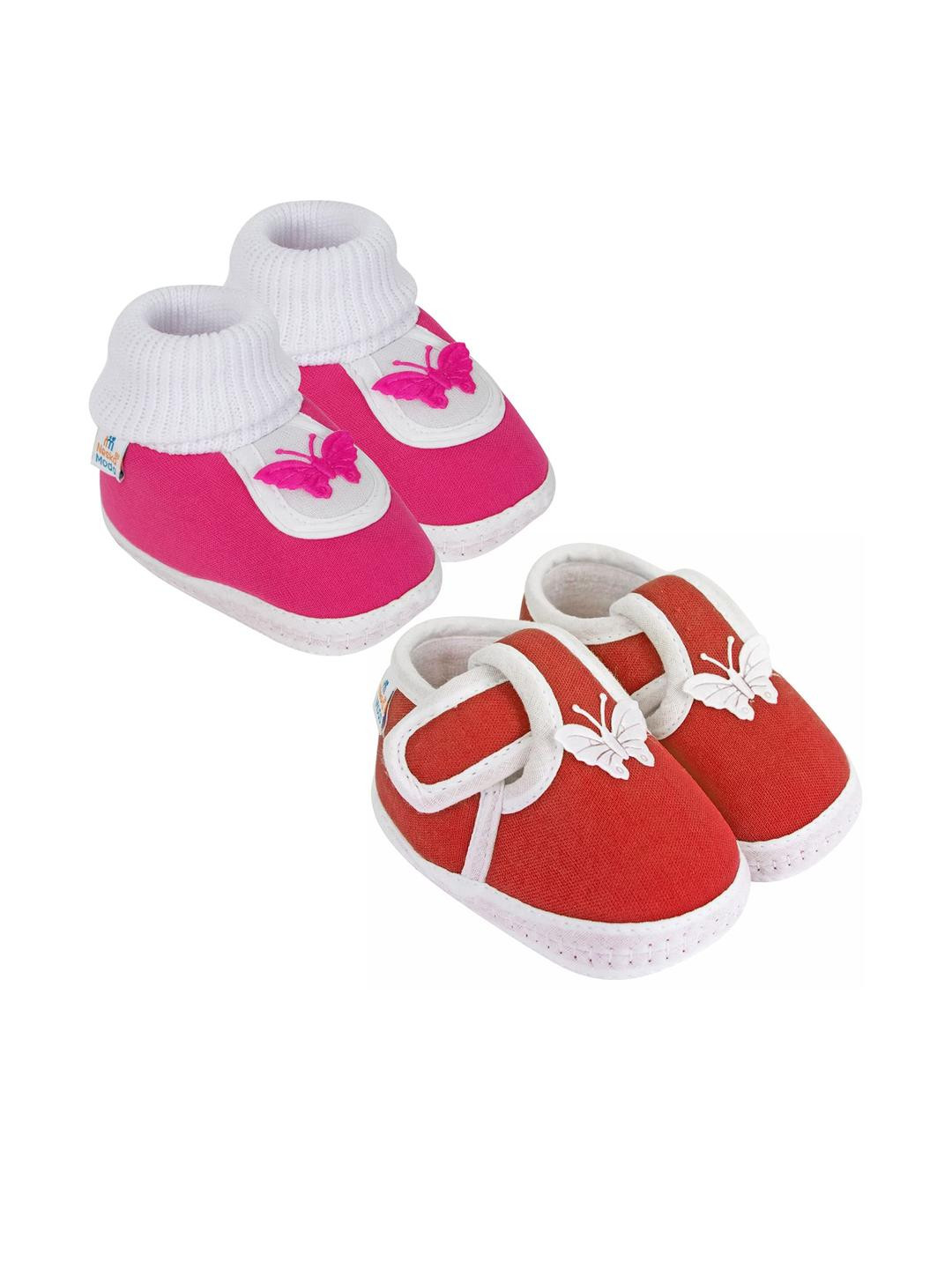 NESKA MODA Kids Unisex Pack Of 2 Front Butterfly Design Casual Cotton Booties