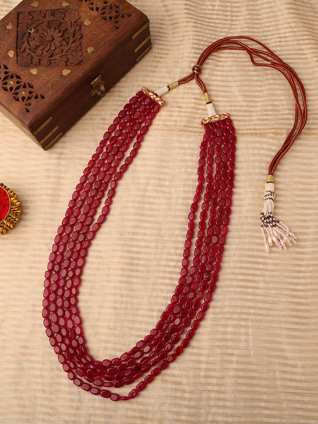 PATOLA BY VJ Artificial Stones Studded Layered Statement Necklace