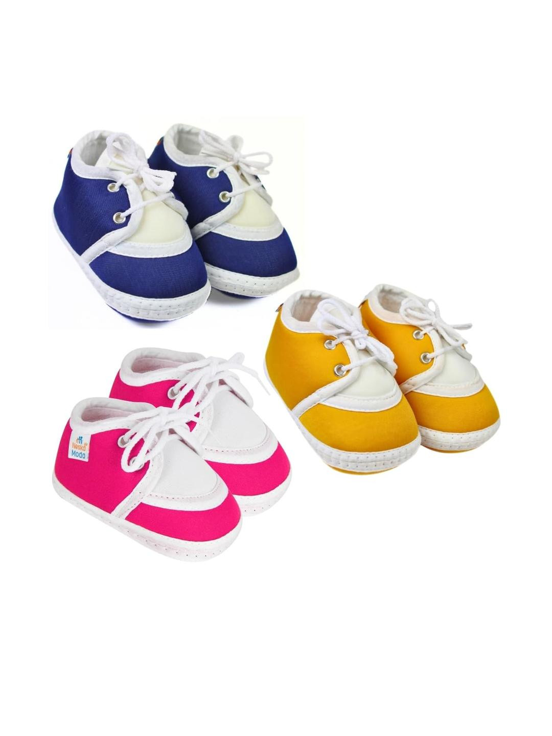 NESKA MODA Unisex Kids Pack of 3 Cotton Booties