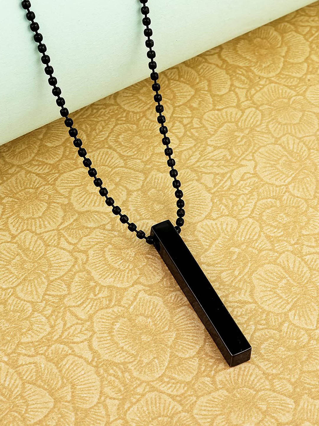 morbih Men Set Of 2 Silver-Plated Square Pendants With Chains