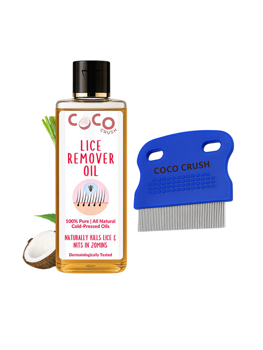 Coco Crush Set Of 2 Lice Remover Hair Oil - 50 ml With Fine Comb