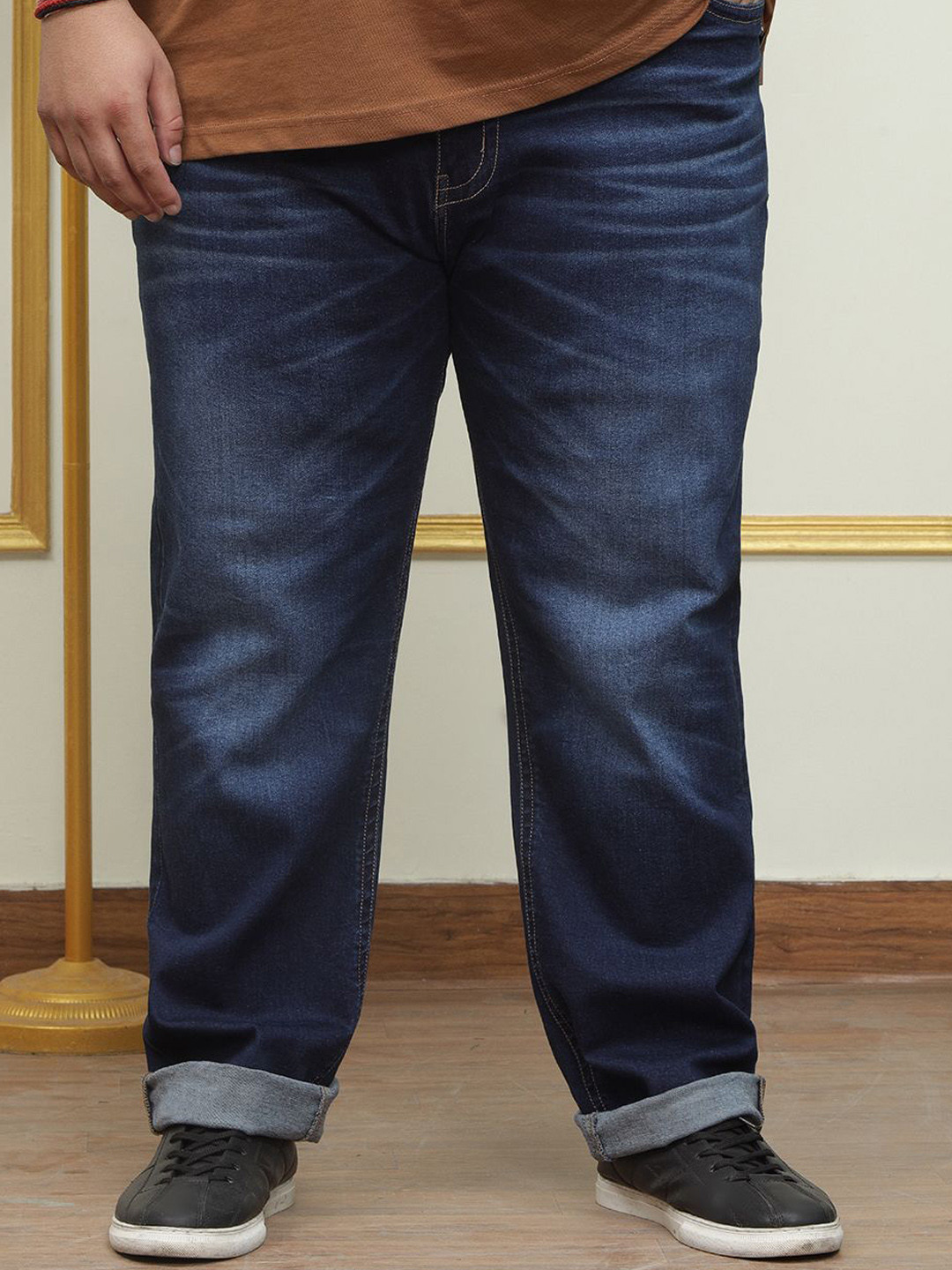 John Pride Men Plus Size Relaxed Fit Mid-Rise Stretchable Jeans