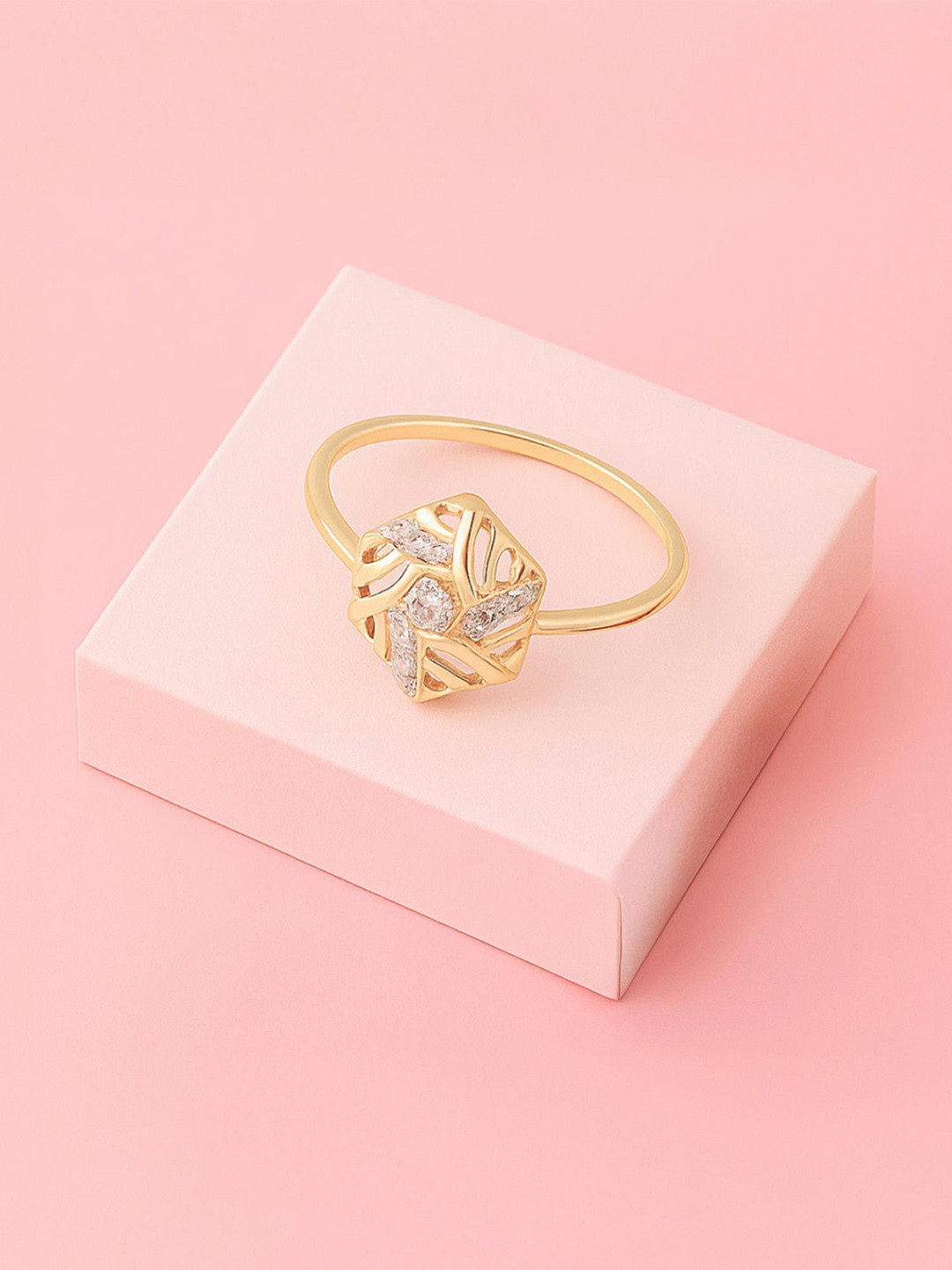 Mia by Tanishq 9KT Gold Hexagon Gleam Diamond Ring - 1.155 g