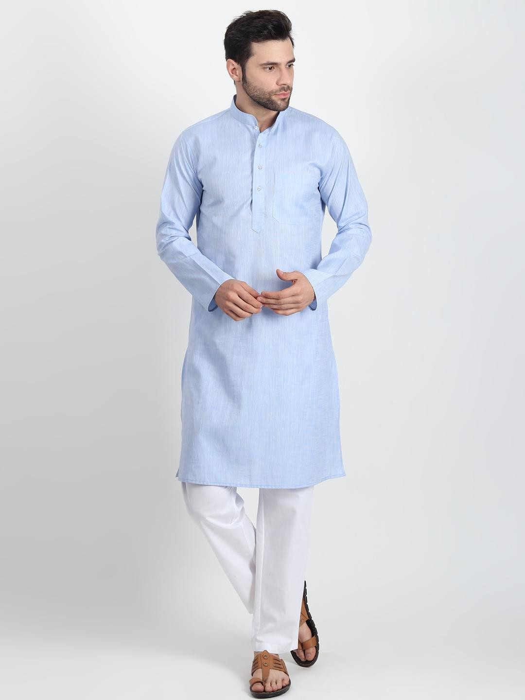 DASTEKARIGAR Men Blue Cotton Kurtas