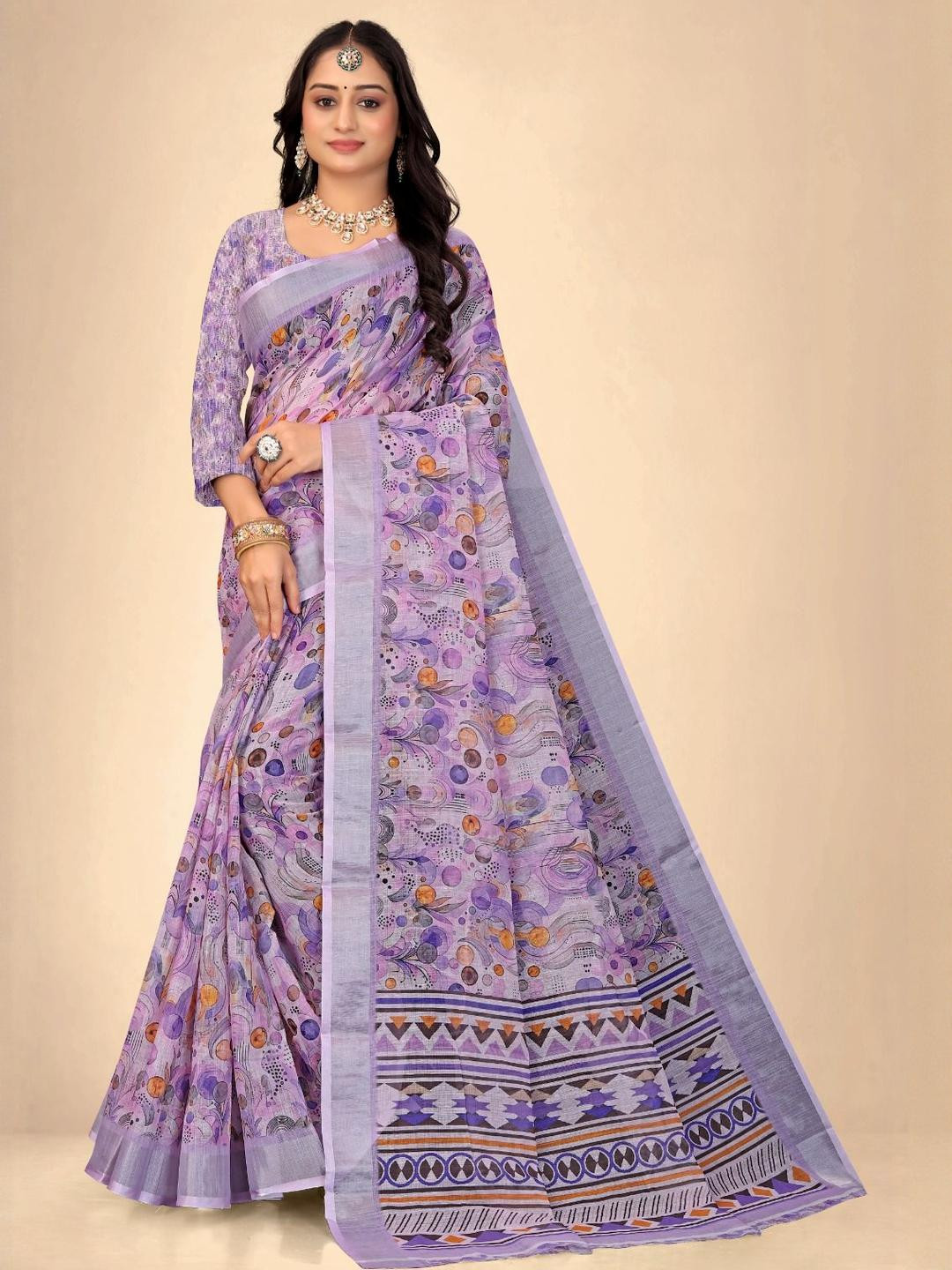 Digital print cotton saree