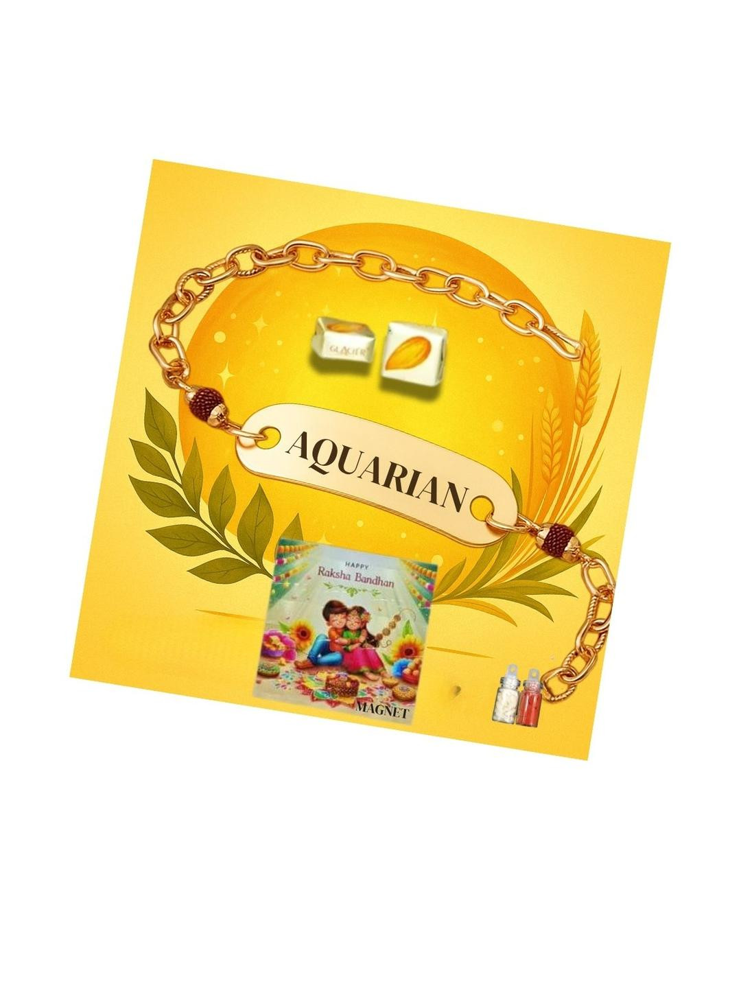 vs club Gold Plated Zodiac Sign Rakhi Bracelet