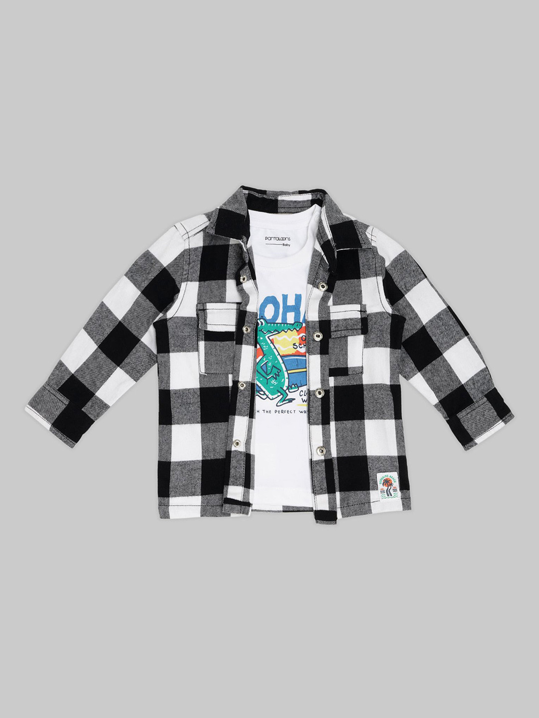 Pantaloons Baby Boys Buffalo Checks Checked Spread Collar Pure Cotton Casual Shirt