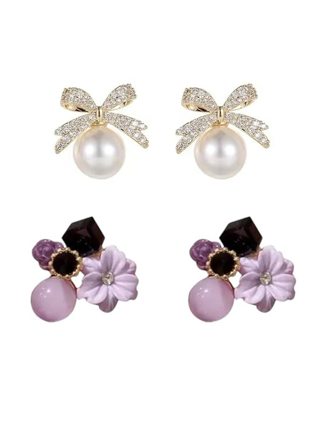 Inara Robes Set of 2 Gold Plated Cubic Zirconia Studs