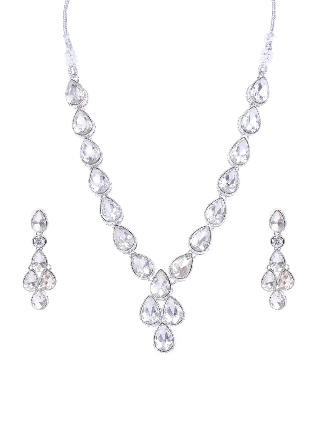 EIT Collection Women White Zirconic Jewelry Set With Maang Tika