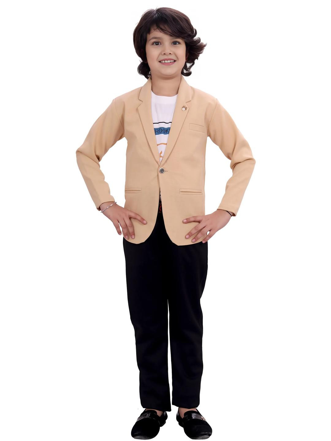 RICHIE RICH Boys Beige Cotton Formal Blazer