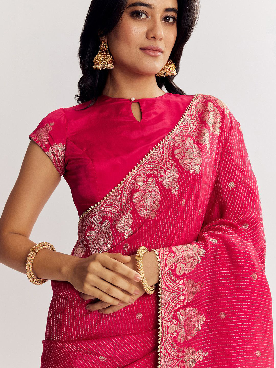 KALKI Fashion Woven Design Poly Georgette Saree