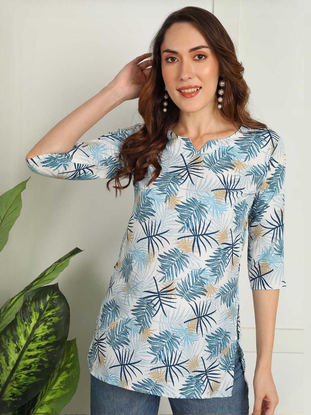 KILLARI Women Printed V-Neck Short Kurti