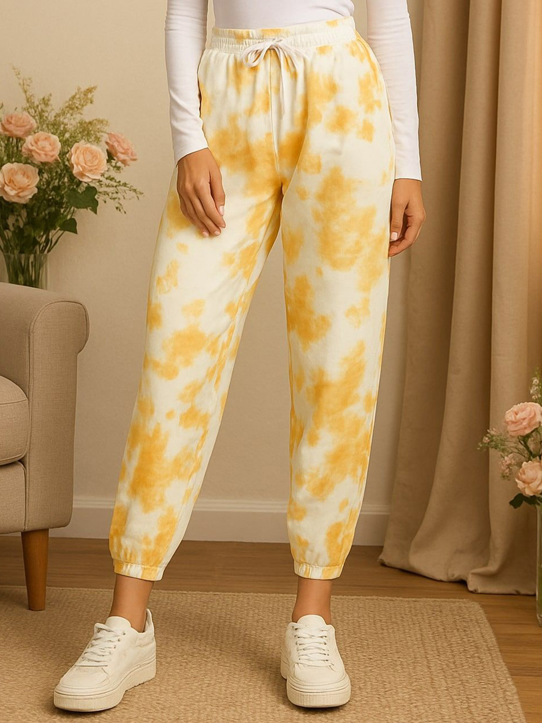 R.Code by The Roadster Life Co. Women Tie and Dye Jogger Fit High-Rise Cotton Trousers