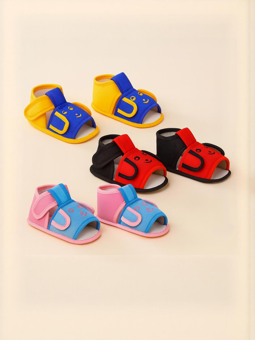 ONFEET Unisex Kids Pack Of 4 Animal Faced Cotton Booties