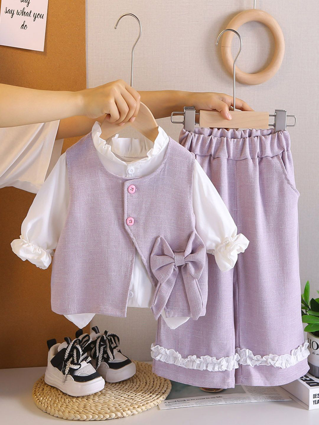 INCLUD Girls Jacket With Top & Pants Set