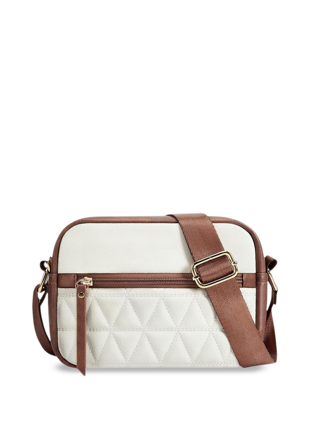LEFFIS Quilted Colourblocked Structured Sling Bag