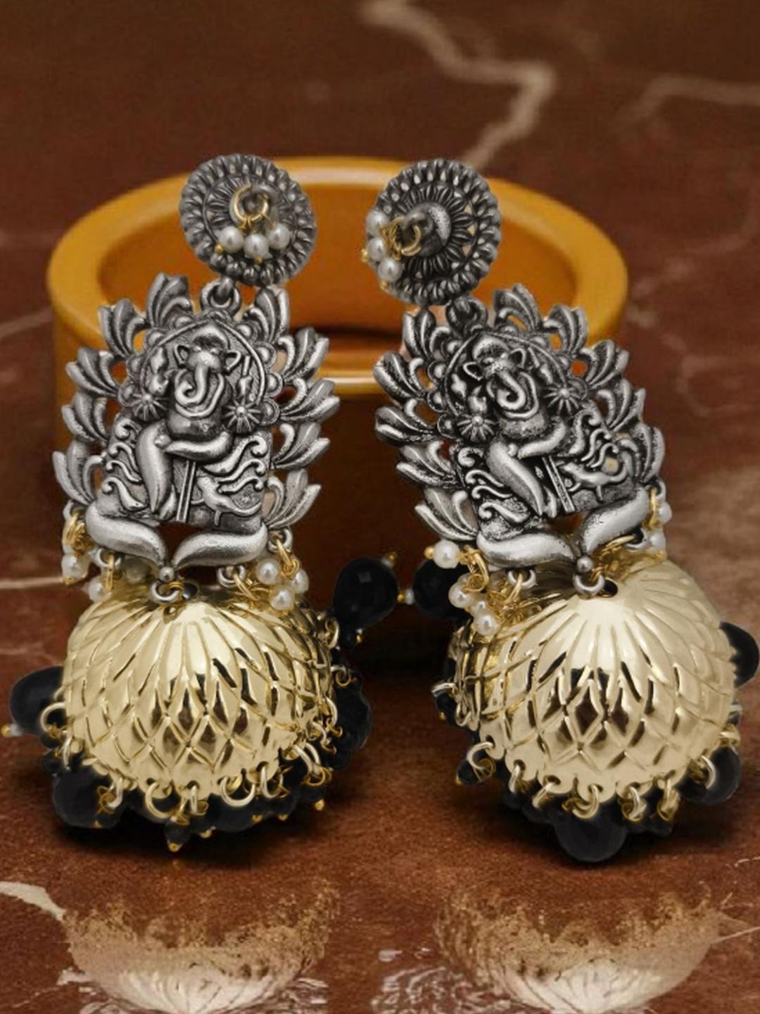 BFC - BUY FOR CHANGE  Silver & Gold Alloy Dome shape Jhumkas Earrings