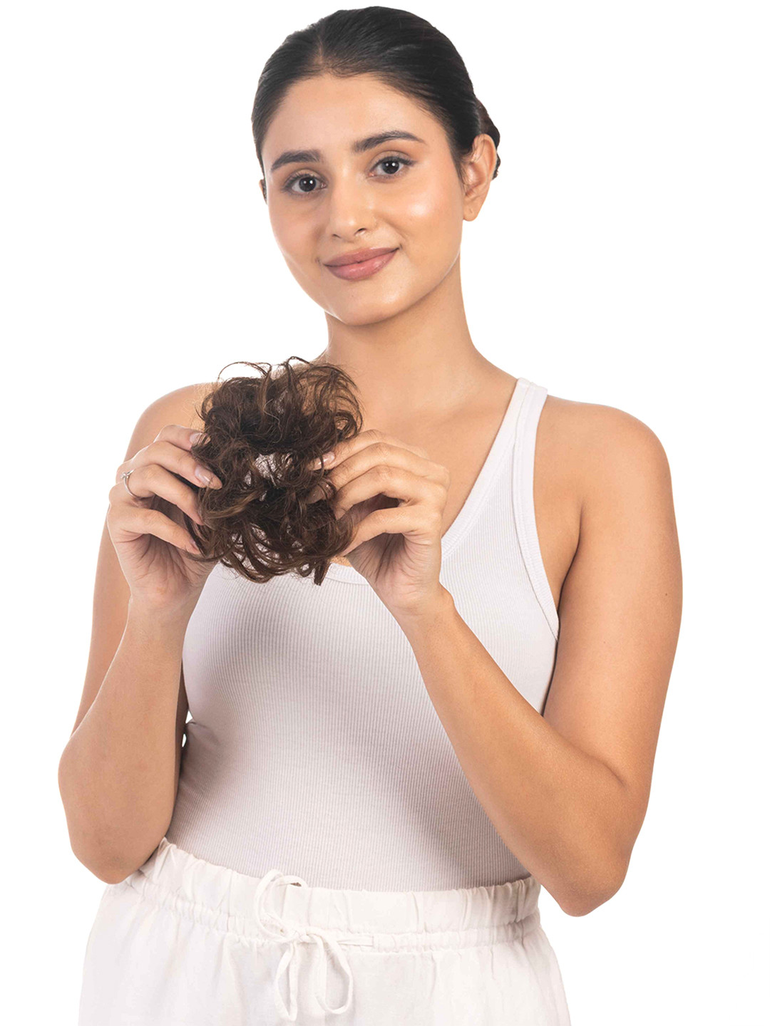 HAIRJOY Halo Curly Bun Hair Extension - Medium Chocolate Brown