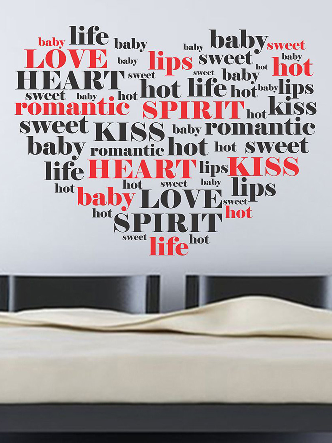 LANSTICK Red & Black Love Quotes Wallsticker