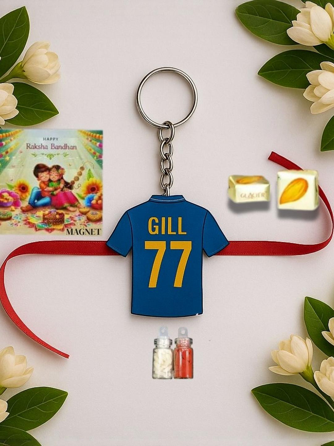 VS Club Wraparound Reusable Cricket Jersey Rakhi with Keychain