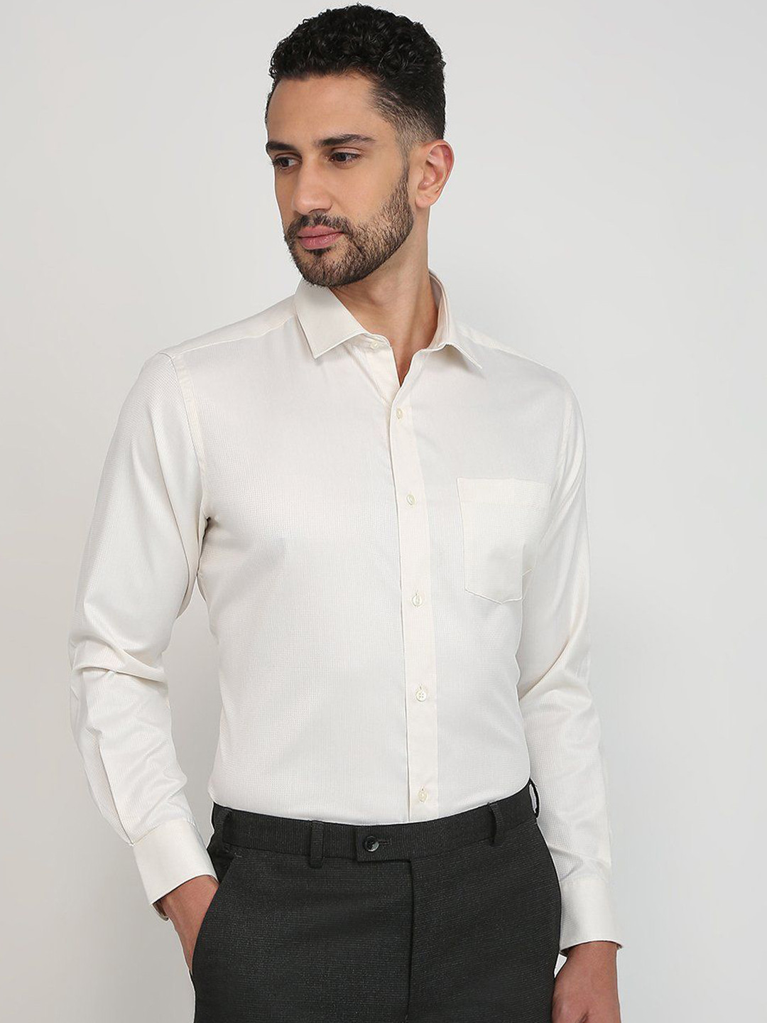 Park Avenue Regular Fit Cotton Blend Semi Cut Away Collar Shirt