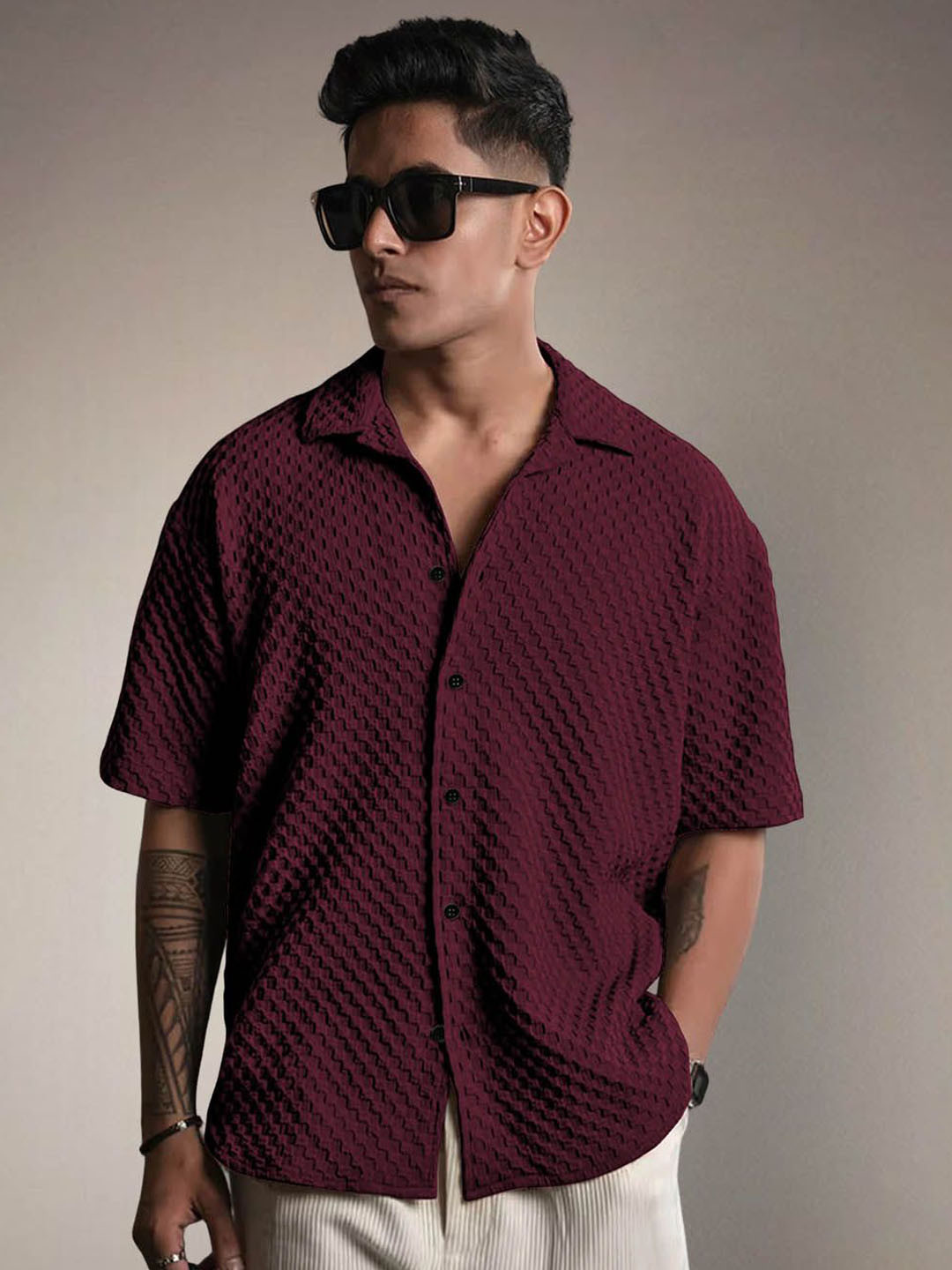 SAMRIZ Men Solid Spread Collar Casual Shirt