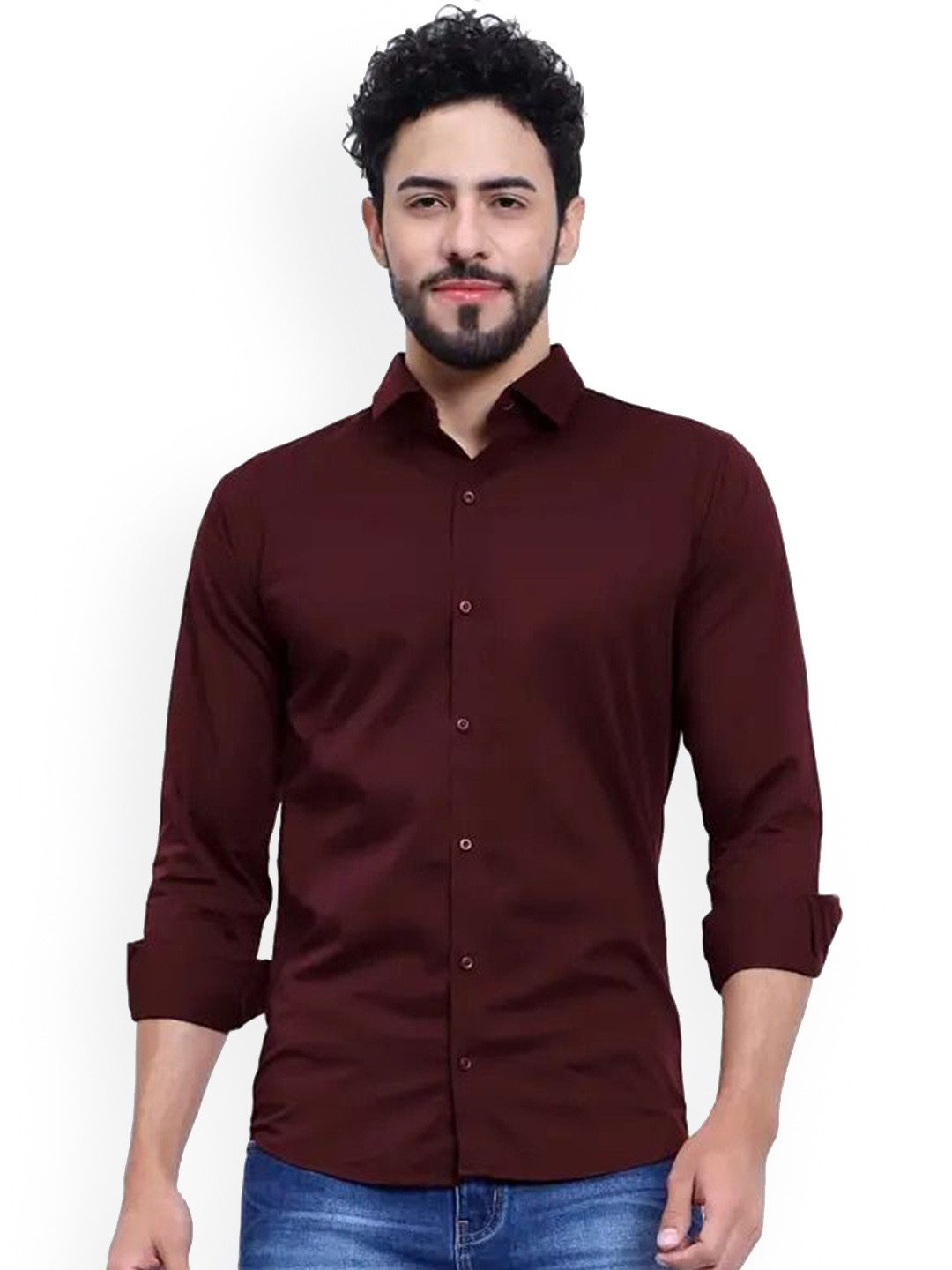 VFG Slim Fit Spread Collar Cotton Shirt