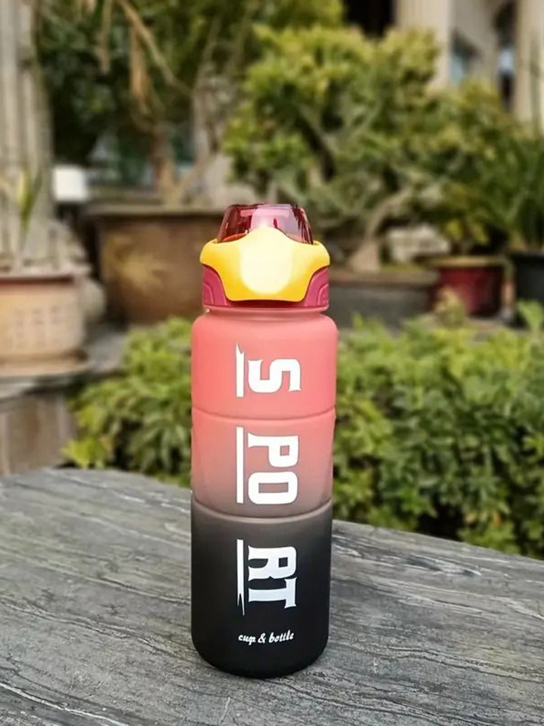 Virtuous Pink & Black Typography Printed Water Bottle - 1.3 L