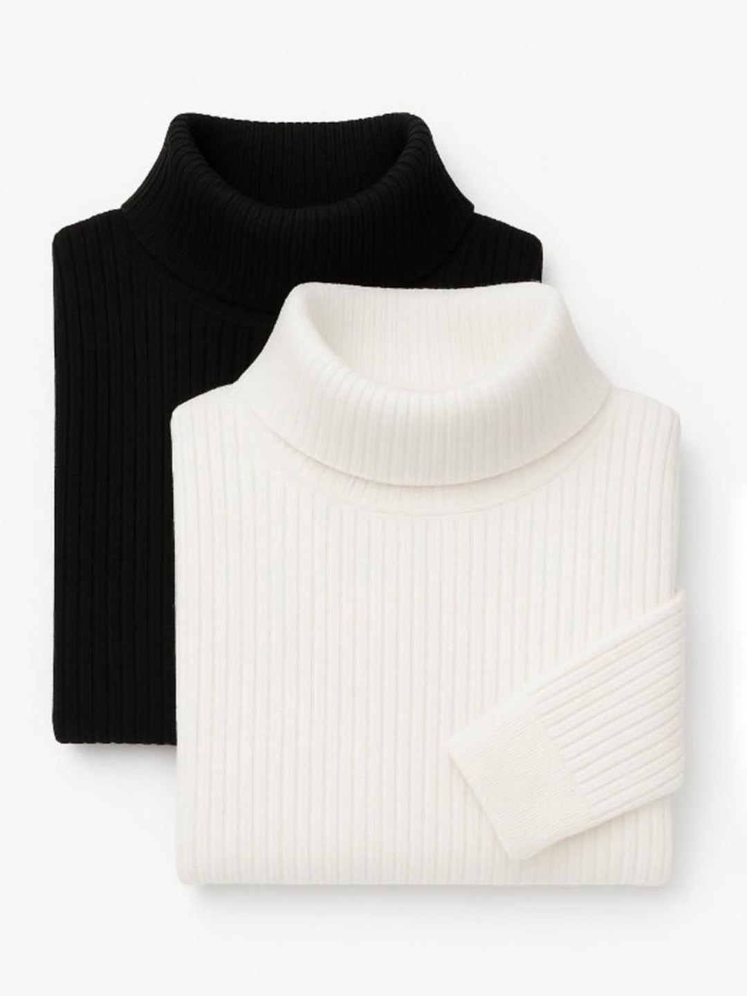 NEO10 Boys Pack of 2 Ribbed High Neck Pullover Cotton Sweaters