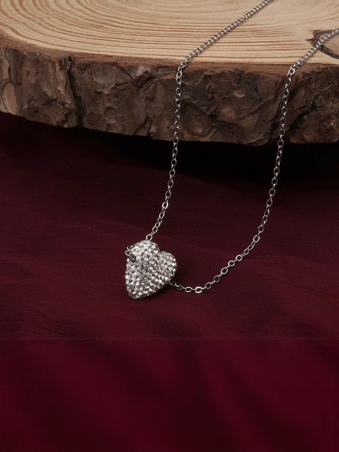 ARISTAL Jewellery Silver-Plated Heart Pendant Chain
