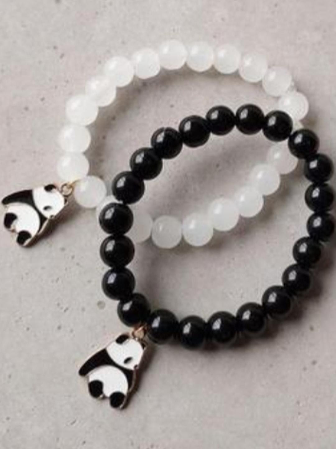 ARISTAL Jewellery Unisex Black & White Stone Panda Bracelet