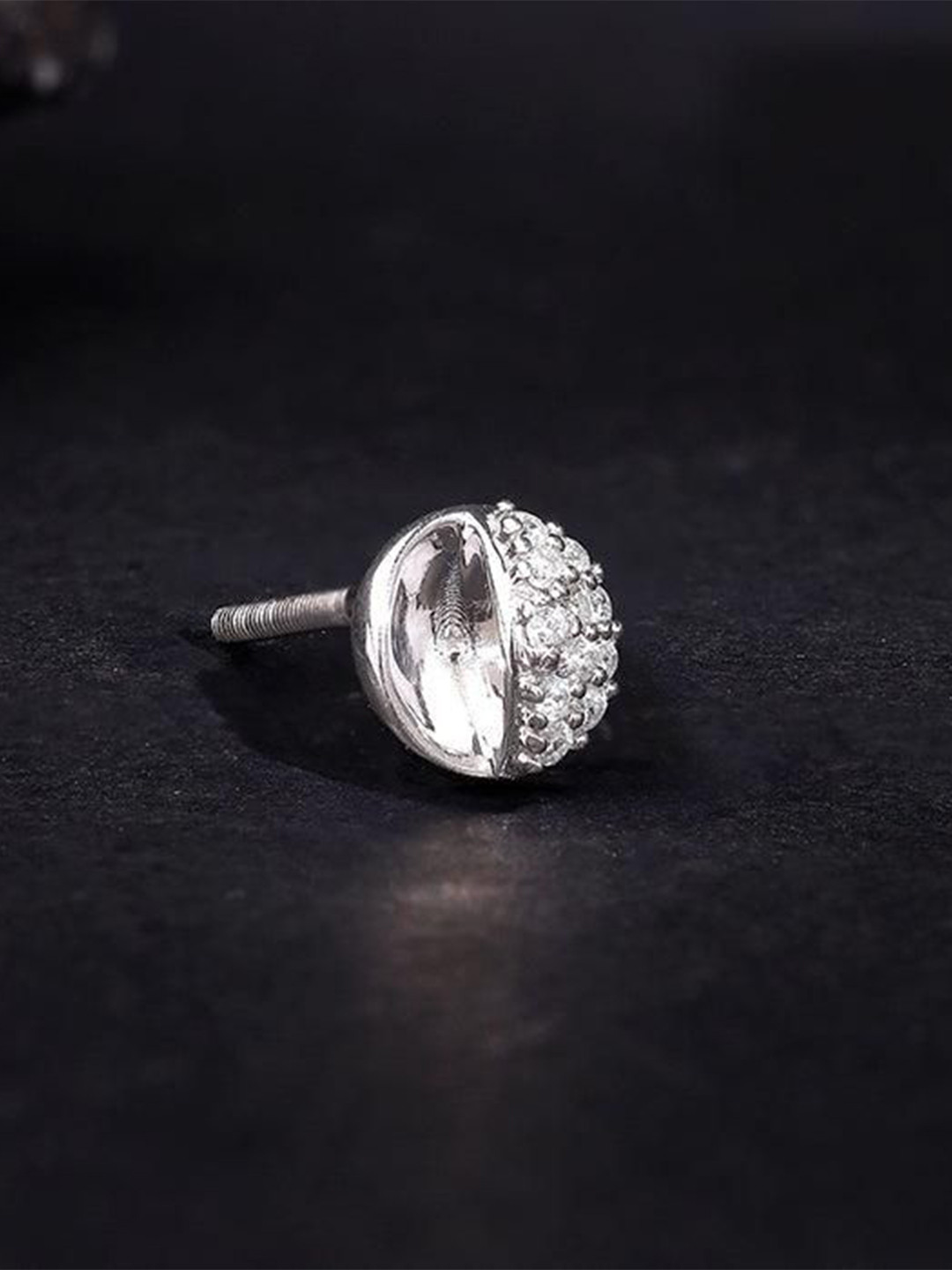 GIVA Sparkpoint Men 925 Silver Rhodium-Plated Zircon Studded Circular Studs Earrings