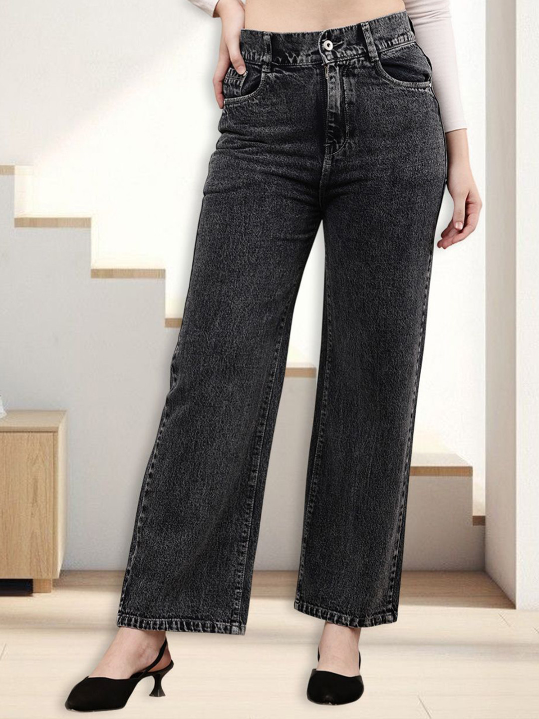 GOLD-D.A. FASHION Women Straight Fit Mid-Rise Cotton Denim Jeans