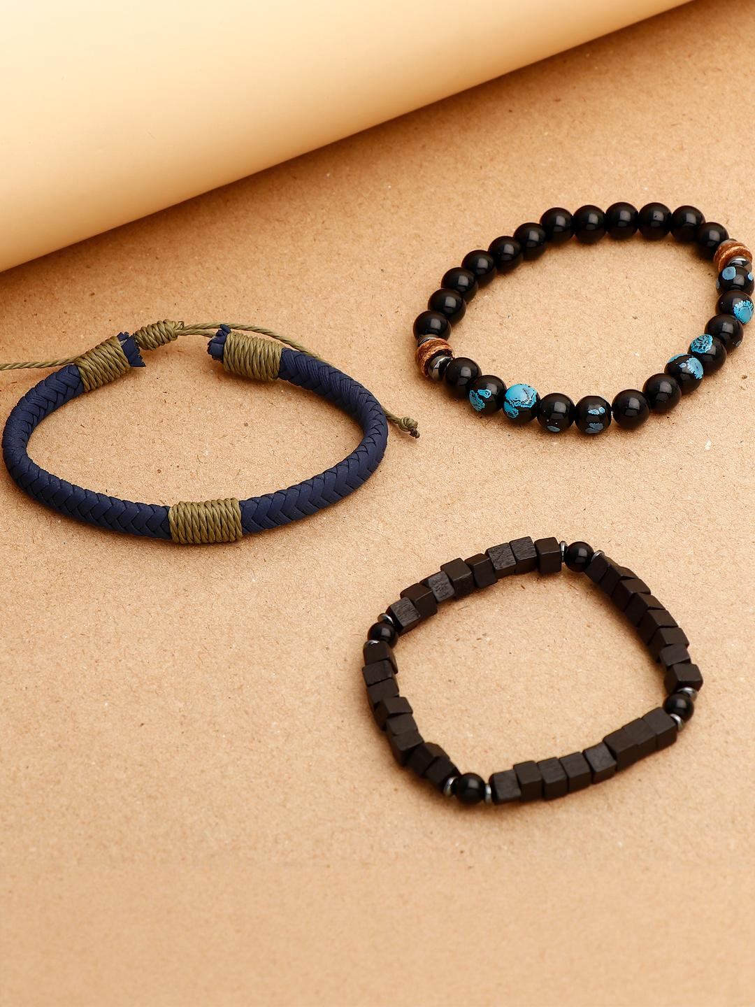 Archies Unisex Set of 3 Beaded Elasticated Bracelet