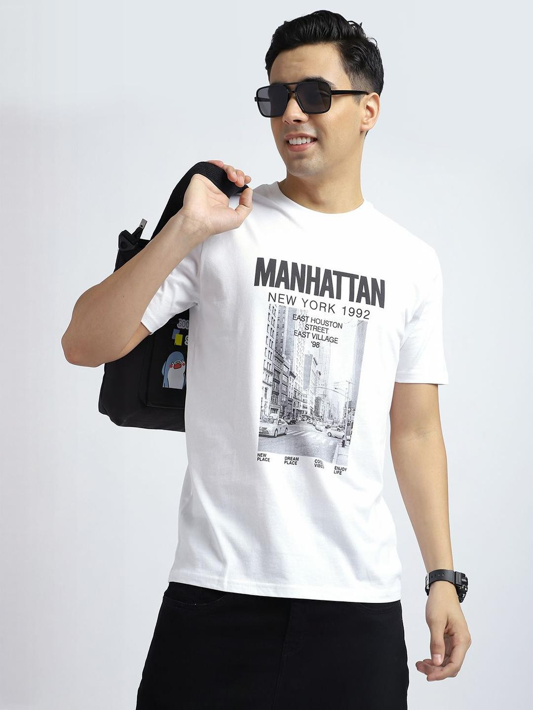 R&B Typography Printed Shirt Sleeve Round Neck Cotton T-shirt