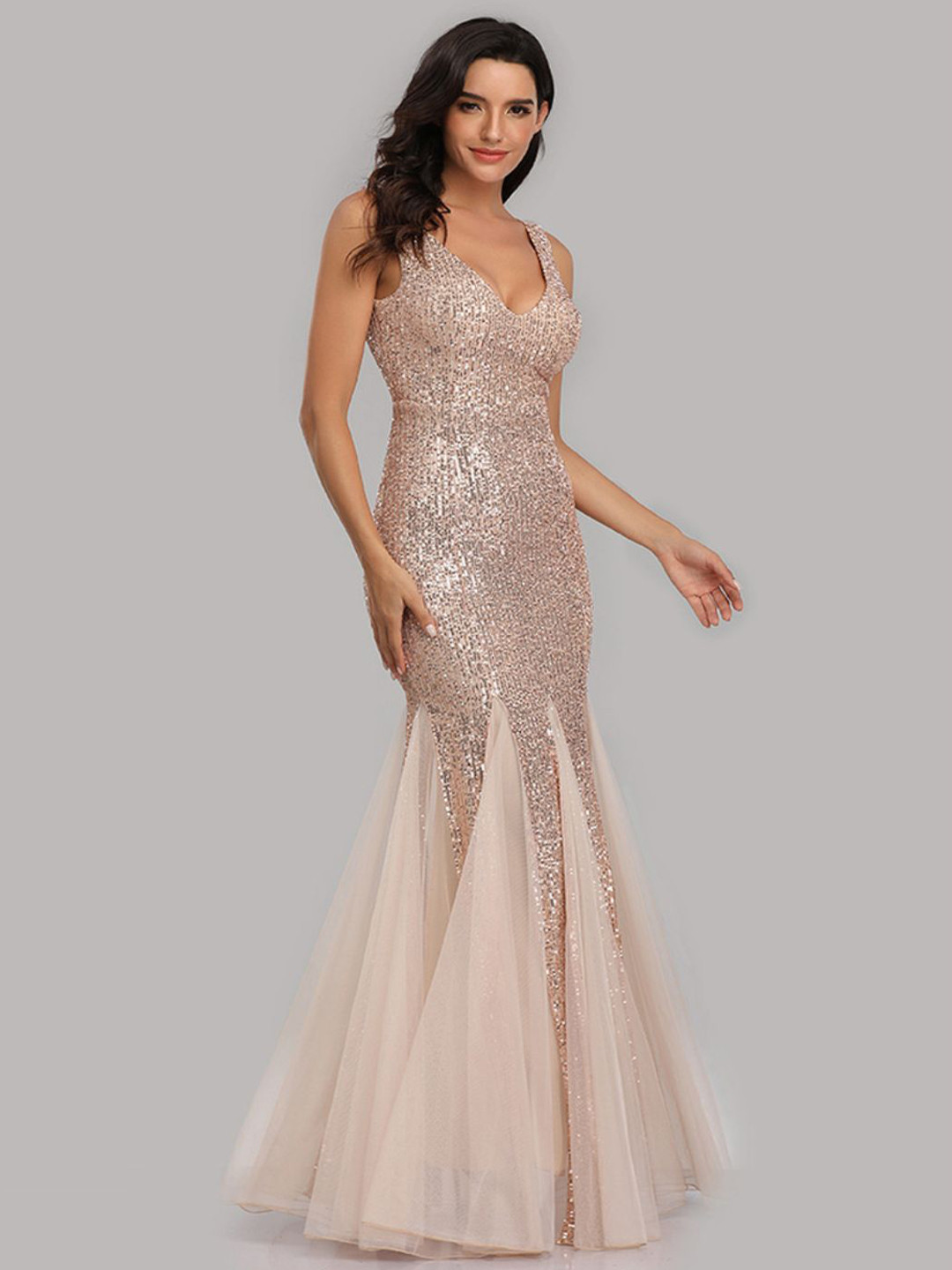 bebe Embellished Tulle Mermaid Maxi Gown Dress
